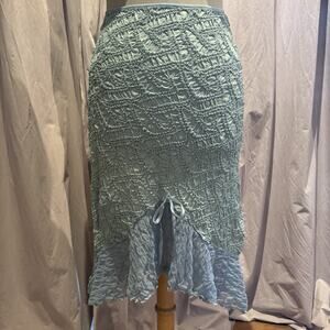Embroidered Silk Stretch Pucker silk ruffle skirt O/S